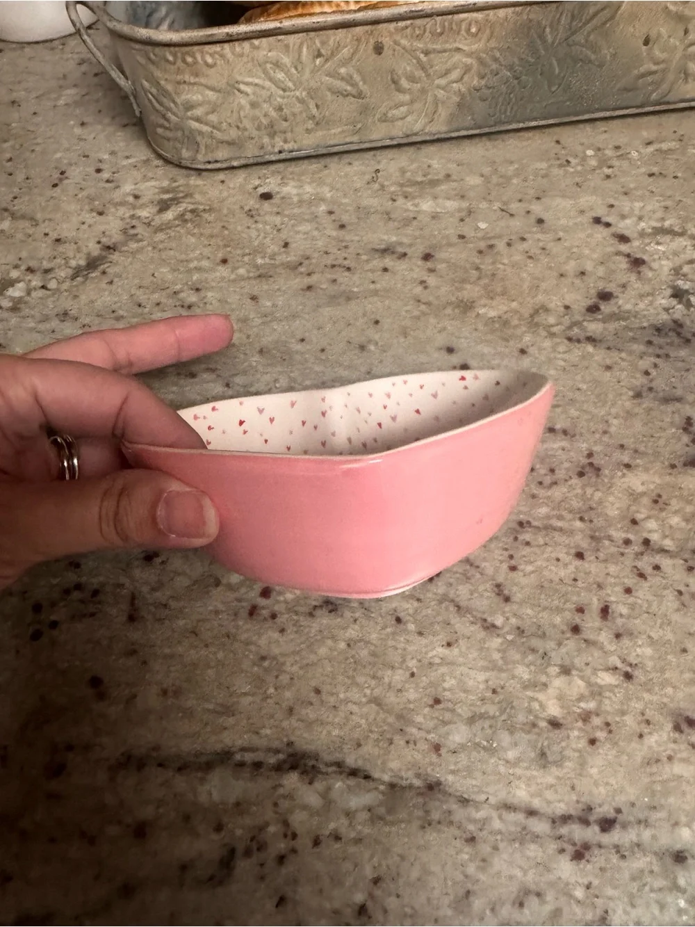 Sur La Table Pink Heart Eiffel Tower Ceramic Trinket Dish